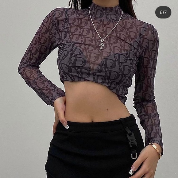 Vandy the Pink Mesh Crop Top - Picture 2 of 2